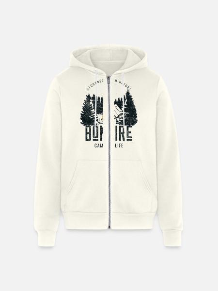 Camping Bonfire - Unisex Full Zip Hoodie - vintage white