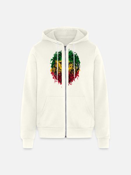 Africa map rasta lion - Unisex Full Zip Hoodie - vintage white