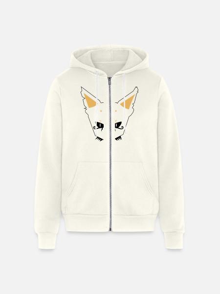 Cat Face - Unisex Full Zip Hoodie - vintage white
