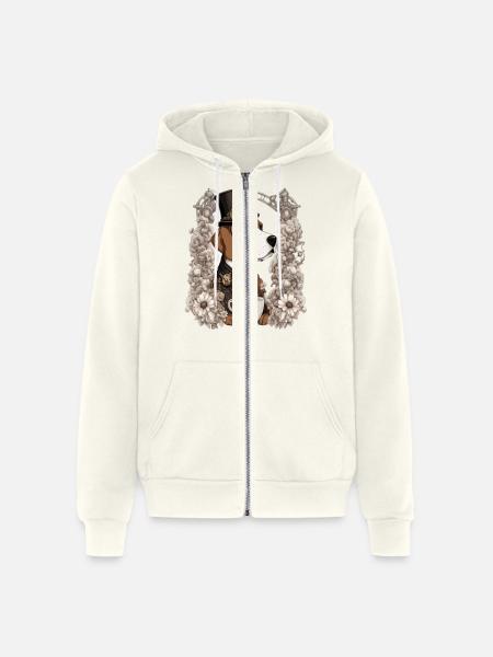 coffee and dog - Unisex Full Zip Hoodie - vintage white