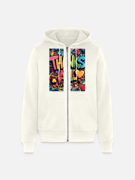 thanks - Unisex Full Zip Hoodie - vintage white