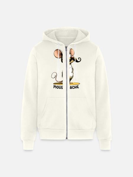 Funny Mouse Mouse-Tache - Unisex Full Zip Hoodie - vintage white