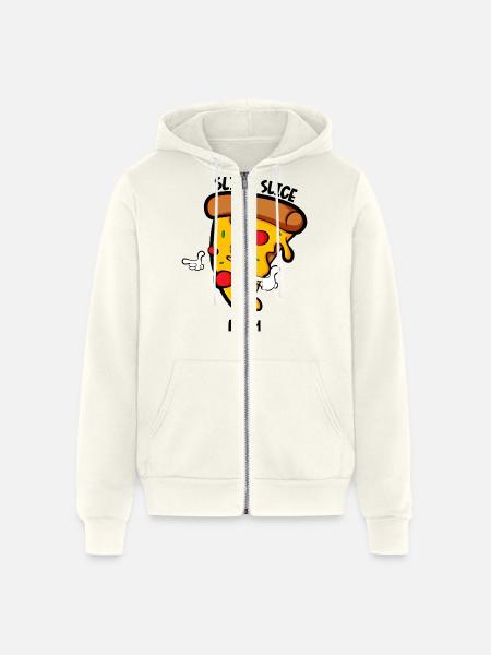 Pizza By The Slice - Unisex Full Zip Hoodie - vintage white