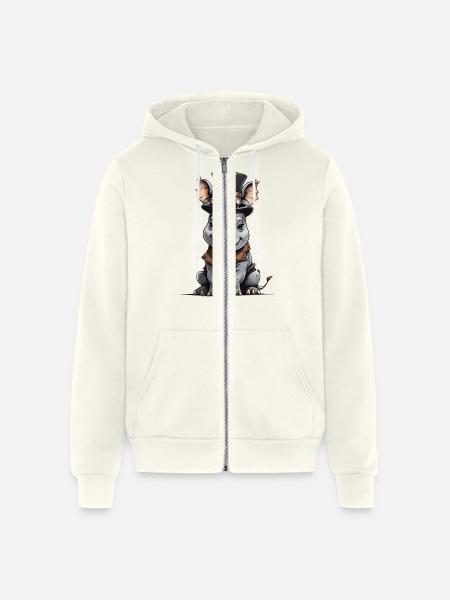 Well-dressed rhinoceros - Unisex Full Zip Hoodie - vintage white
