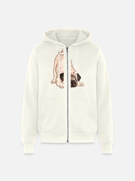 Dog with Face - Unisex Full Zip Hoodie - vintage white