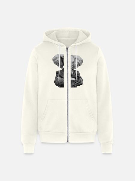 elephant in suit - Unisex Full Zip Hoodie - vintage white