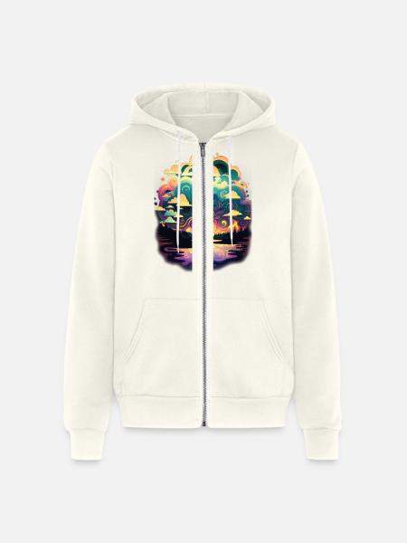 Psychadelic landscape - Unisex Full Zip Hoodie - vintage white