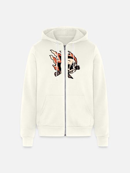 Skull Bonfire - Unisex Full Zip Hoodie - vintage white