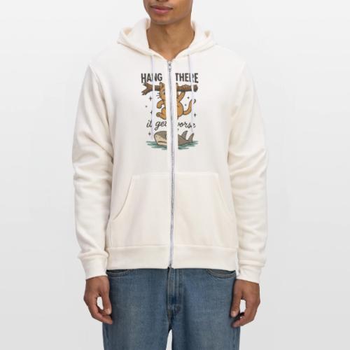 Funny Hang in There, It Gets Worse Cat and Shark - Unisex Full Zip Hoodie