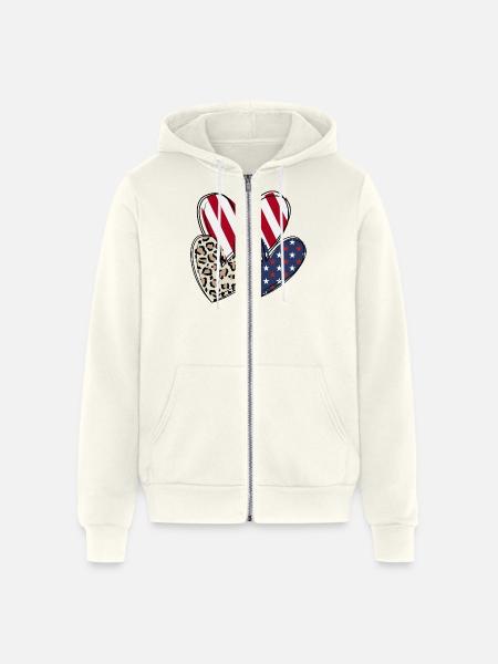 4th of july Heart - Unisex Full Zip Hoodie - vintage white