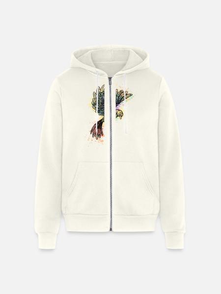 ornamental bird - Unisex Full Zip Hoodie - vintage white
