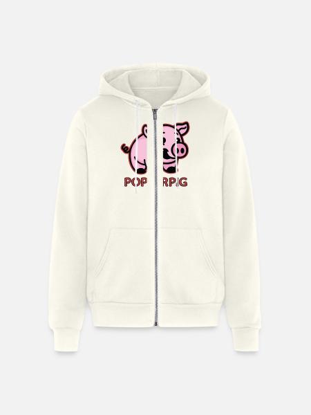 popper pig - Unisex Full Zip Hoodie - vintage white