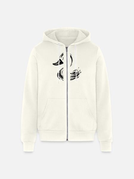 Cute Tattoo Style Duck - Unisex Full Zip Hoodie - vintage white