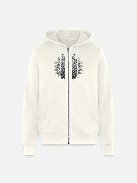Peacock - Unisex Full Zip Hoodie - vintage white