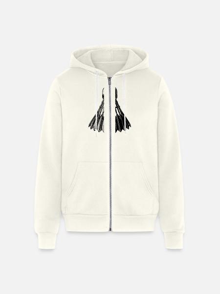 Badminton Ball Tattoo Style - Unisex Full Zip Hoodie - vintage white