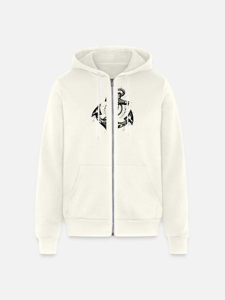 Eleganter Tattoo Style Anker - Unisex Full Zip Hoodie - vintage white