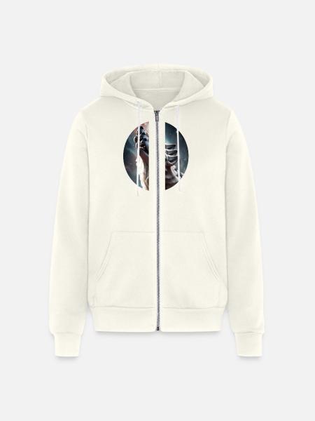 Wolf howling - Unisex Full Zip Hoodie - vintage white