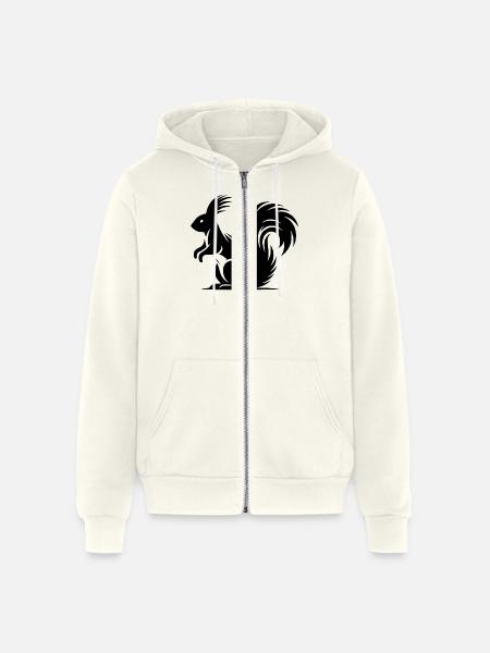 Squirrel Tattoo Style Drawing - Unisex Full Zip Hoodie - vintage white