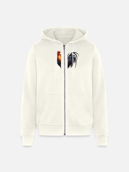Rooster - "Cluck Commander" - Unisex Full Zip Hoodie - vintage white