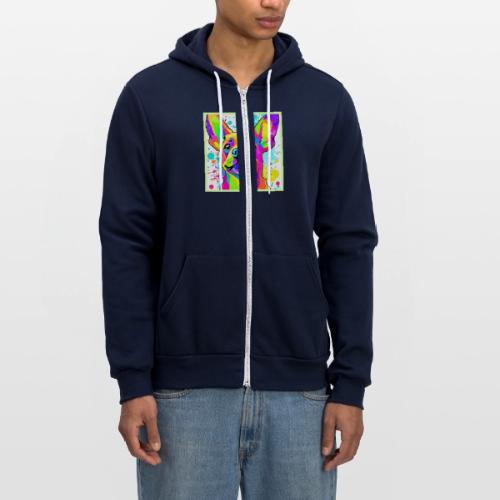 Vibrant Frenchie Bulldog Puppy Art - Unisex Full Zip Hoodie