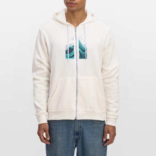 Dynamic Ocean Wave Illustration - Unisex Full Zip Hoodie