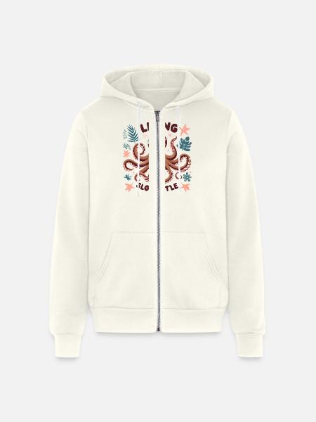 A funny sloth octopus - Unisex Full Zip Hoodie - vintage white
