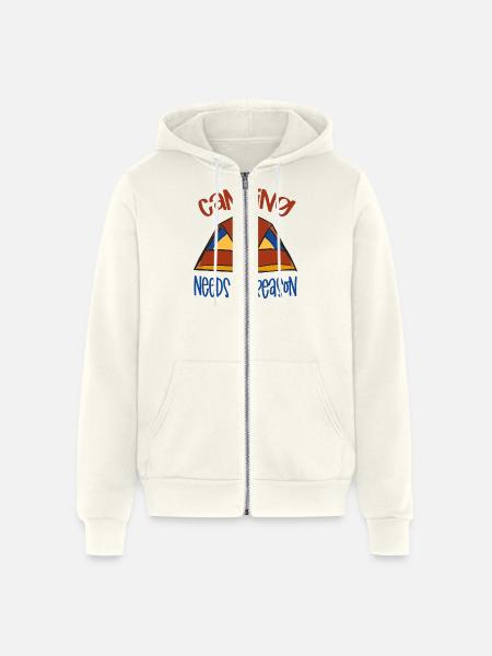 Camping Need No Reason - Unisex Full Zip Hoodie - vintage white