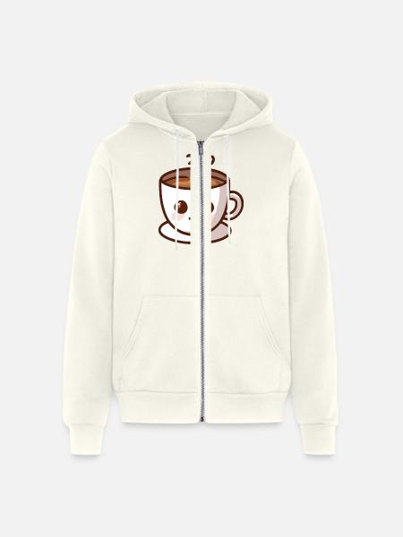 Coffee Cup Cat Face - Unisex Full Zip Hoodie - vintage white