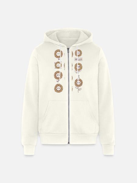 Sunflowers with Faces - Unisex Full Zip Hoodie - vintage white