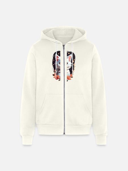 Cute Cat - Unisex Full Zip Hoodie - vintage white