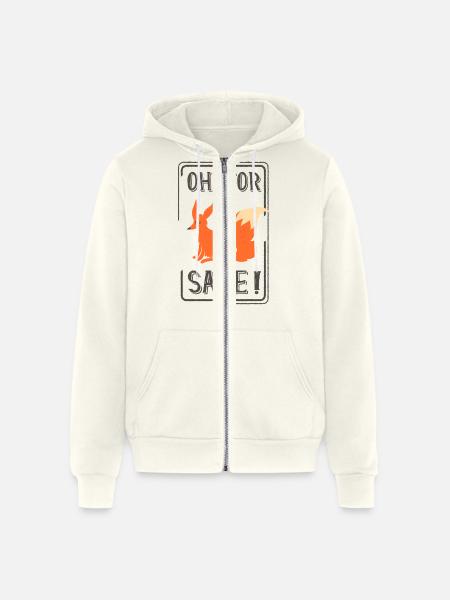 Oh No Sake Fox - Unisex Full Zip Hoodie - vintage white