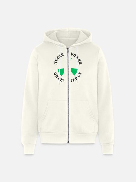 Nuclear Power Green Energy - Unisex Full Zip Hoodie - vintage white