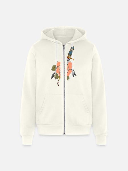 Rose Dagger - Unisex Full Zip Hoodie - vintage white