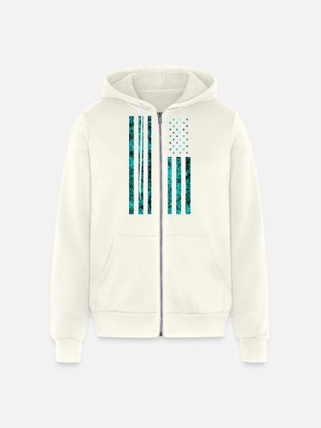 Cyan usa flag - Unisex Full Zip Hoodie - vintage white