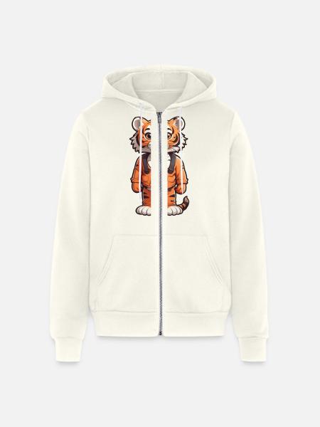 TIGER KING - Unisex Full Zip Hoodie - vintage white