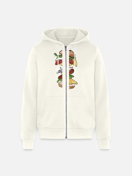 Burger - Unisex Full Zip Hoodie - vintage white