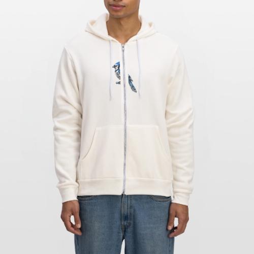 Silver Blue Jay on Perch - Unisex Full Zip Hoodie