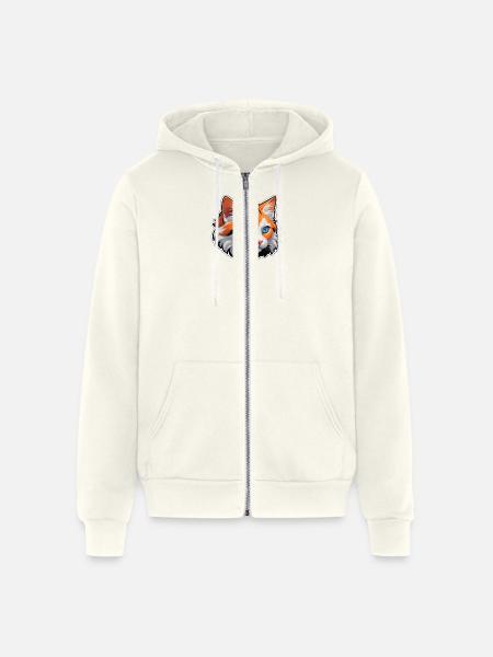 Cat face - Unisex Full Zip Hoodie - vintage white