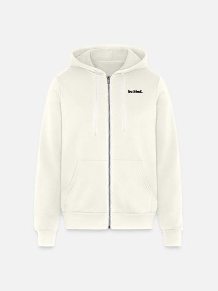 Be kind embroidered - Unisex Full Zip Hoodie - vintage white
