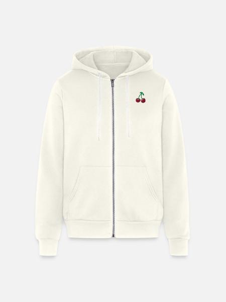 Cherries embroidered - Unisex Full Zip Hoodie - vintage white