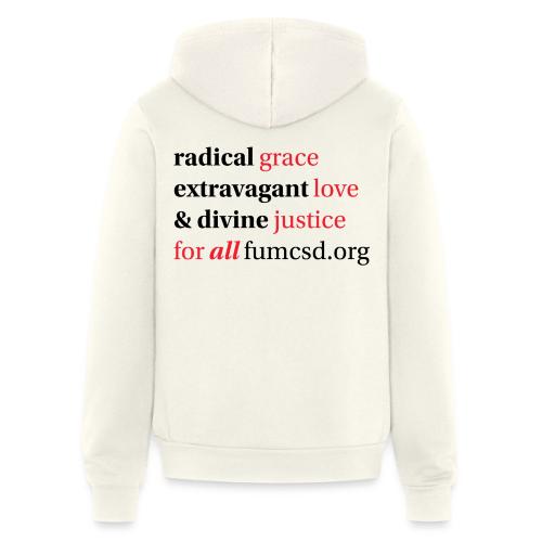 Grace. Love. Justice. serif font - Unisex Full Zip Hoodie