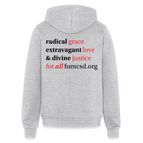 Grace. Love. Justice. serif font - Unisex Full Zip Hoodie