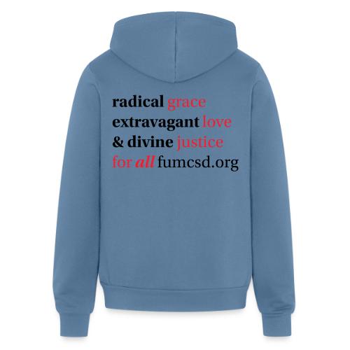 Grace. Love. Justice. serif font - Unisex Full Zip Hoodie