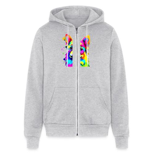 Vibrant Pup: Abstract Dog Art - Unisex Full Zip Hoodie