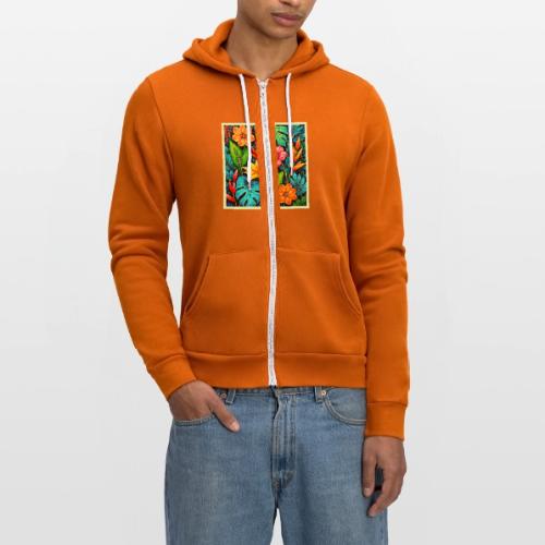 Vibrant Tropical Jungle Bloom Art - Unisex Full Zip Hoodie
