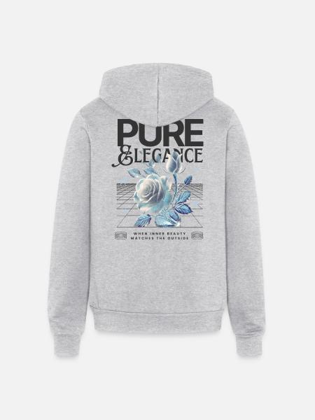 Pure Elegance Rose - Unisex Full Zip Hoodie - heather gray