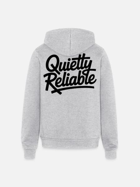 Quietly Reliable Script Logo - Unisex Full Zip Hoodie - heather gray