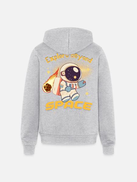Explore the Space - Unisex Full Zip Hoodie - heather gray