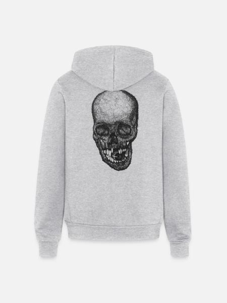 Gothic Skull Lace Portrait - Unisex Full Zip Hoodie - heather gray