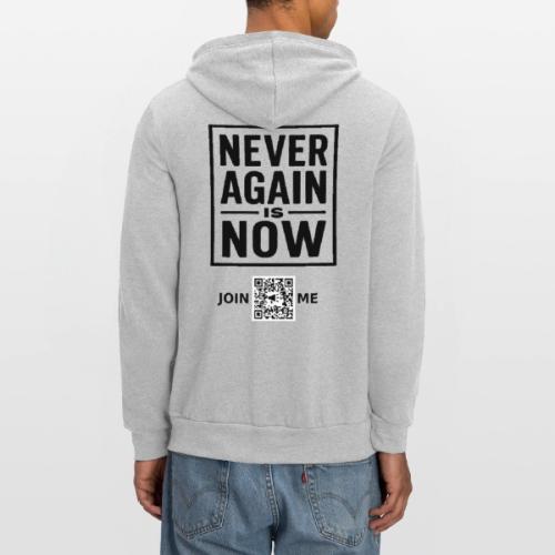Never Again (black, back) - Unisex Full Zip Hoodie
